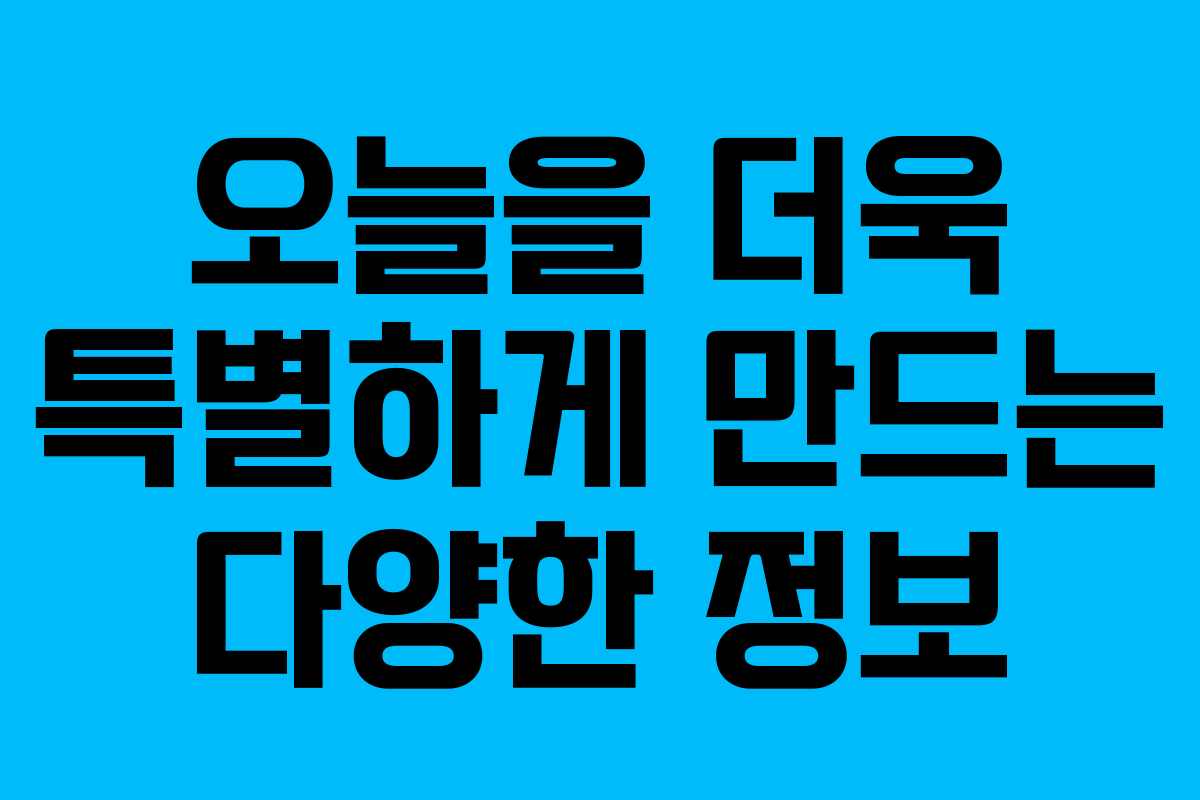 오늘을 더욱 특별하게 만드는 다양한 정보