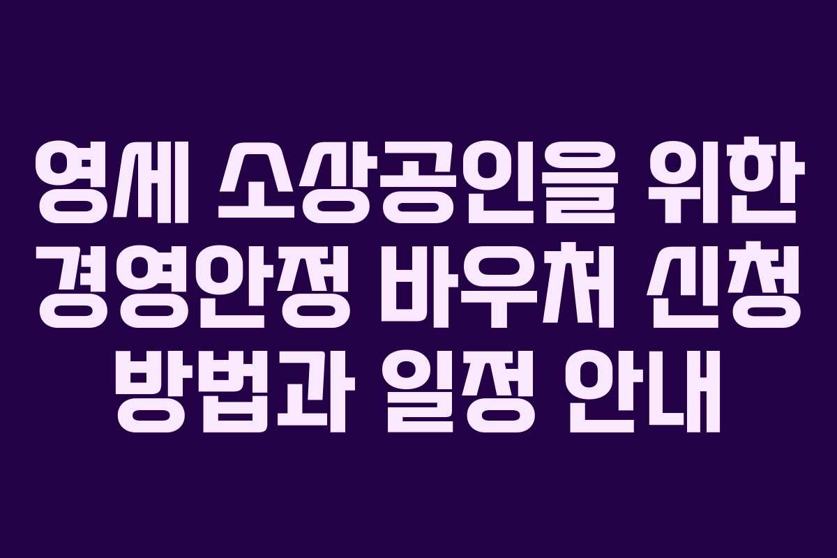 영세 소상공인을 위한 경영안정 바우처 신청 방법과 일정 안내