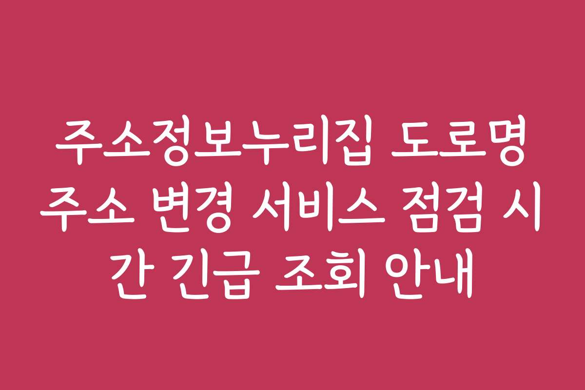 주소정보누리집 도로명주소 변경 서비스 점검 시간 긴급 조회 안내