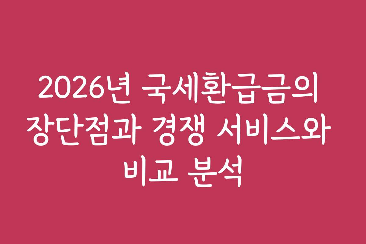 2026년 국세환급금의 장단점과 경쟁 서비스와 비교 분석