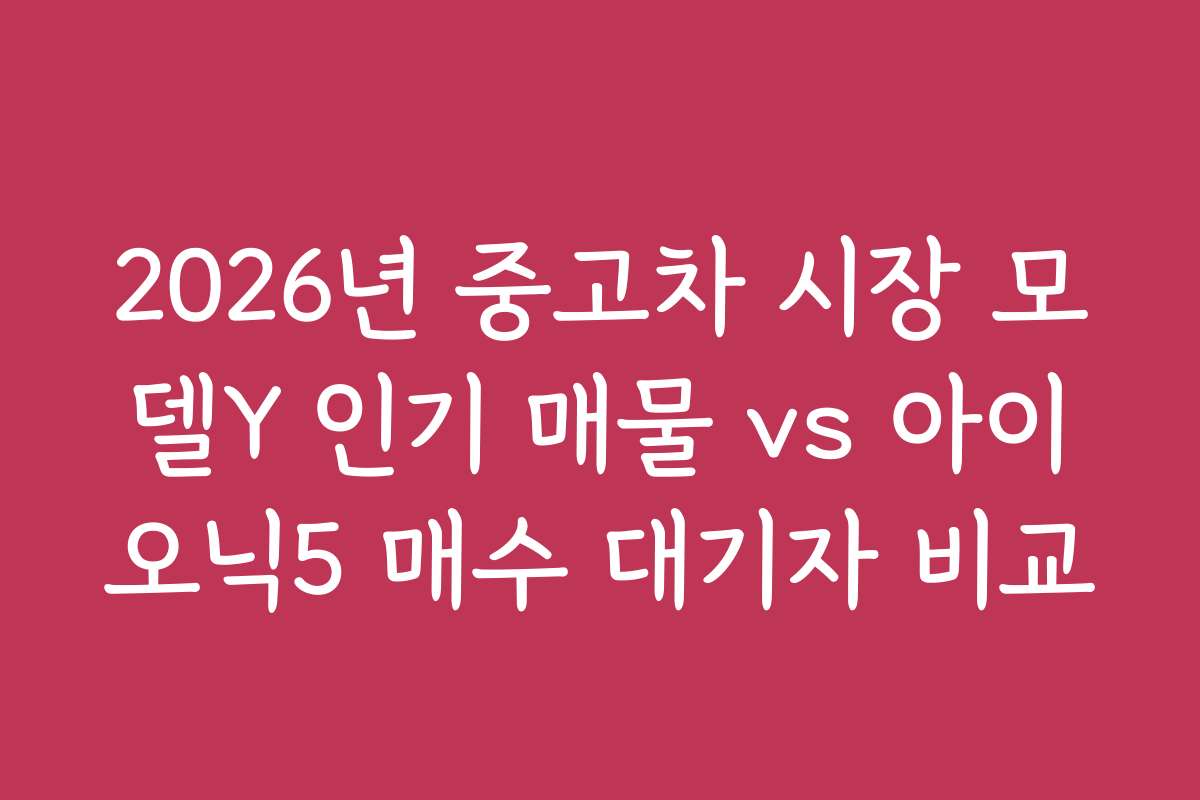 2026년 중고차 시장 모델Y 인기 매물 vs 아이오닉5 매수 대기자 비교