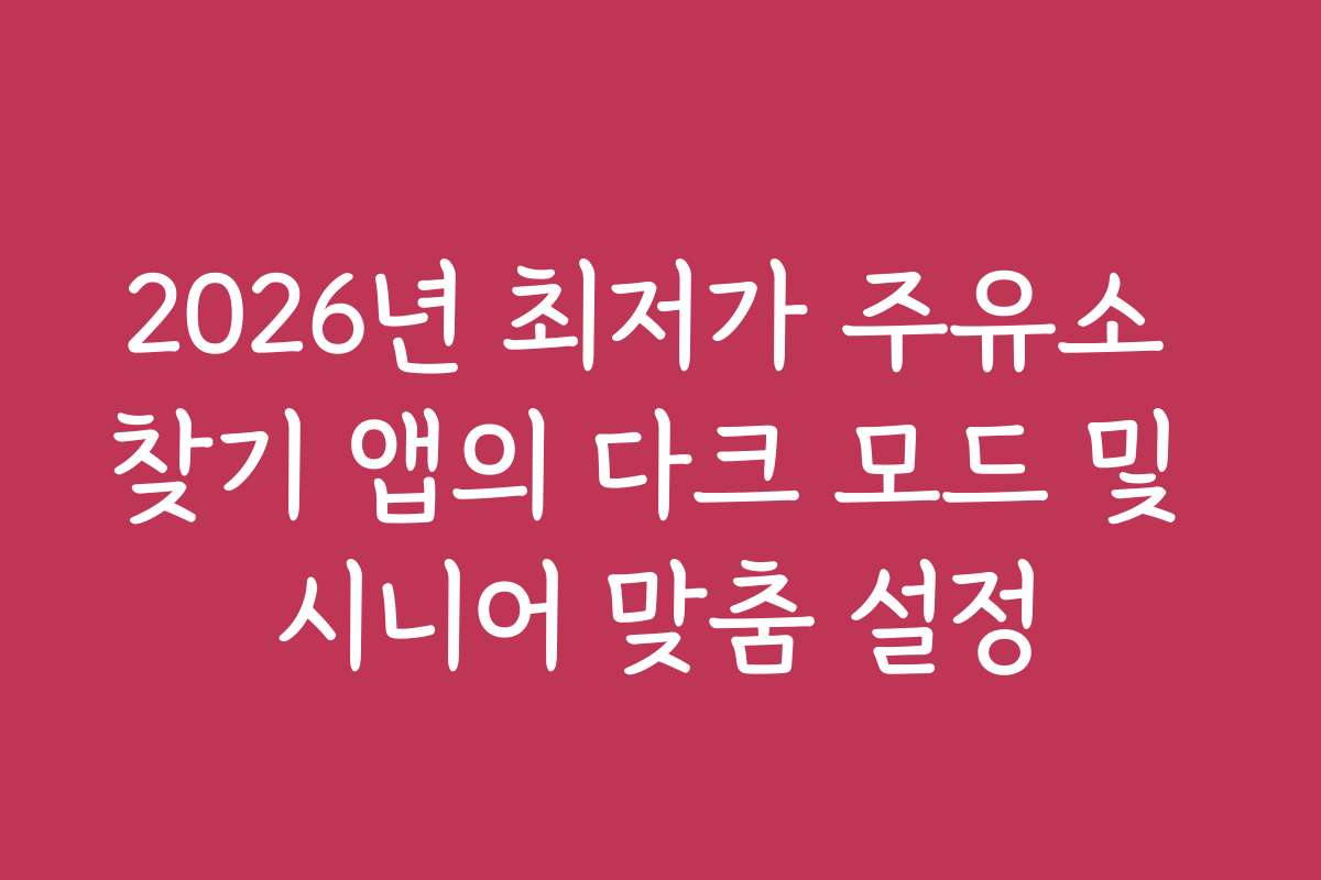 2026년 최저가 주유소 찾기 앱의 다크 모드 및 시니어 맞춤 설정