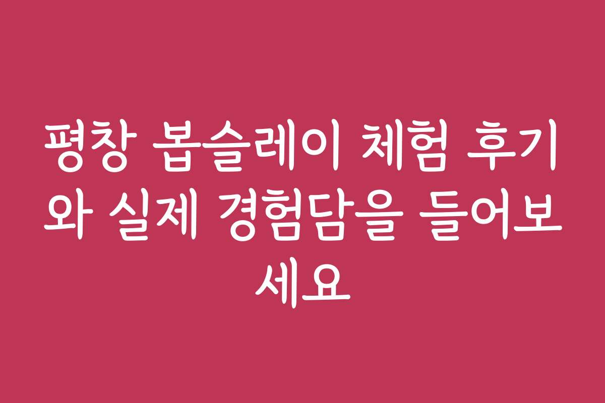 평창 봅슬레이 체험 후기와 실제 경험담을 들어보세요