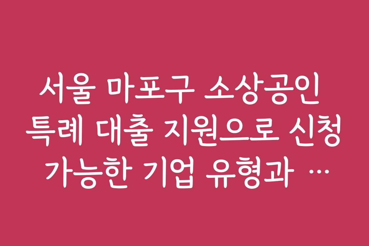서울 마포구 소상공인 특례 대출 지원으로 신청 가능한 기업 유형과 조건을 알려주세요