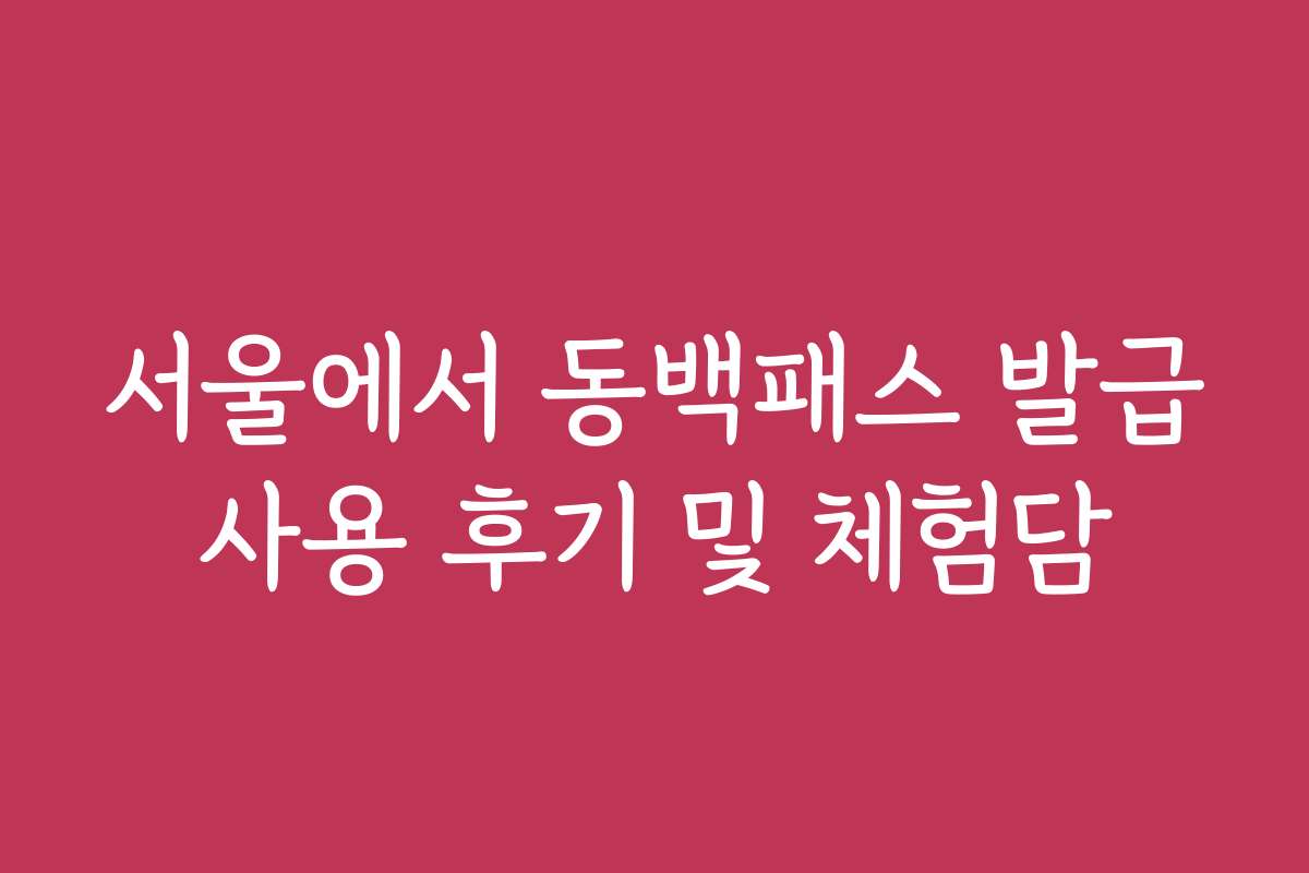 서울에서 동백패스 발급사용 후기 및 체험담