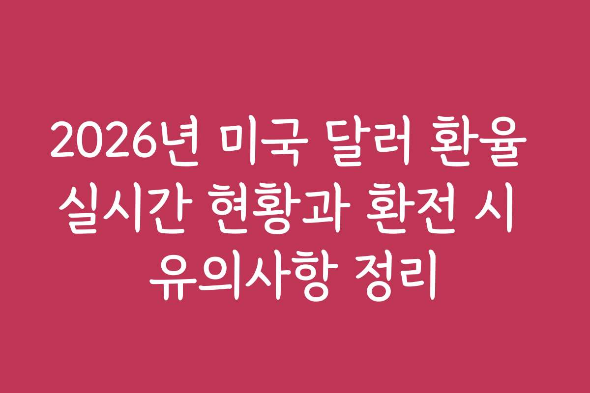 2026년 미국 달러 환율 실시간 현황과 환전 시 유의사항 정리