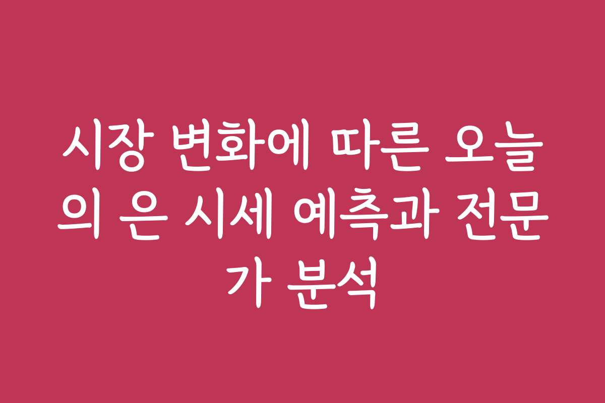 시장 변화에 따른 오늘의 은 시세 예측과 전문가 분석