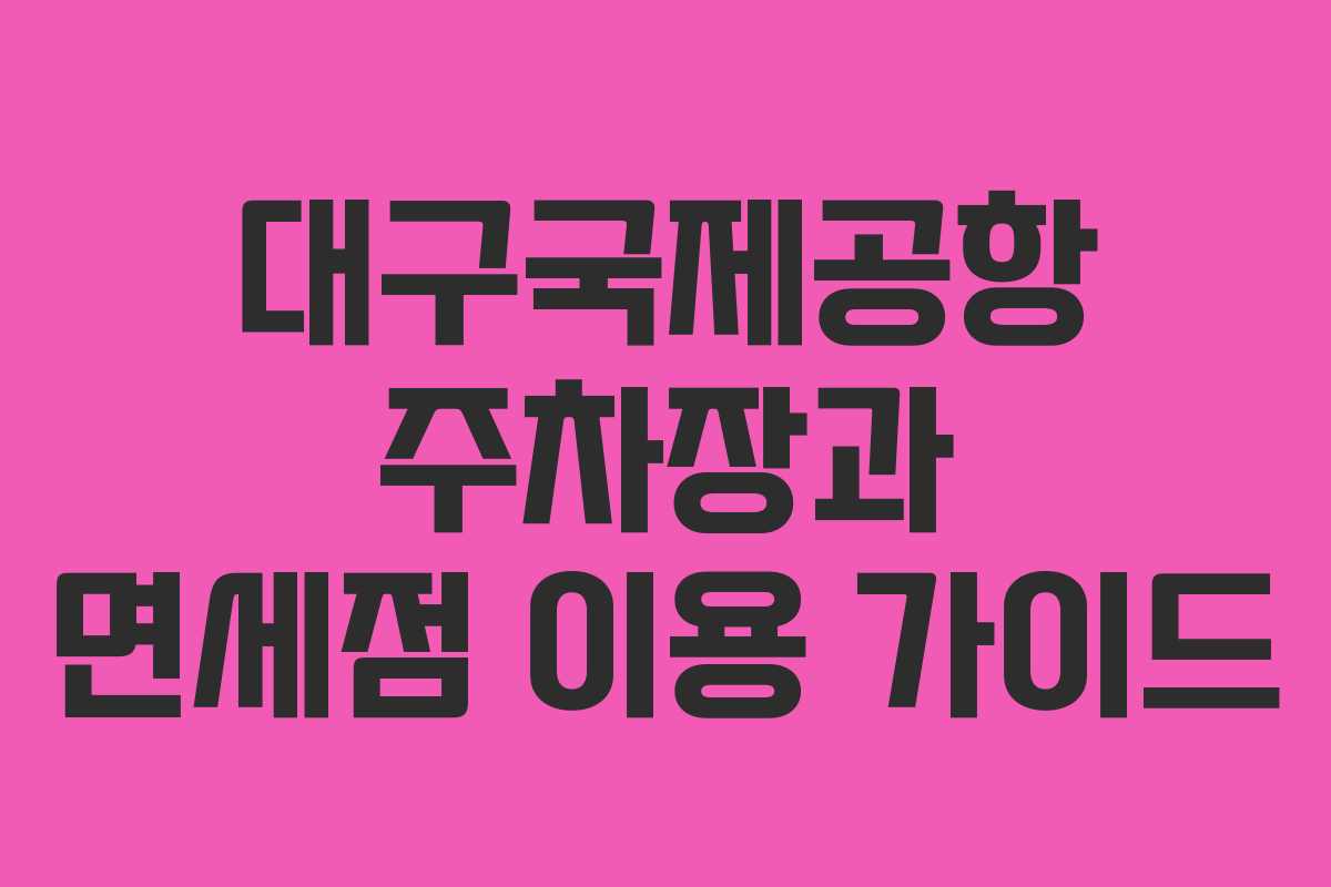 대구국제공항 주차장과 면세점 이용 가이드