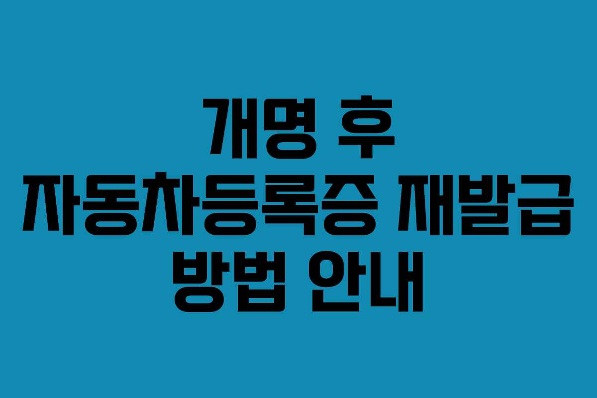 개명 후 자동차등록증 재발급 방법 안내