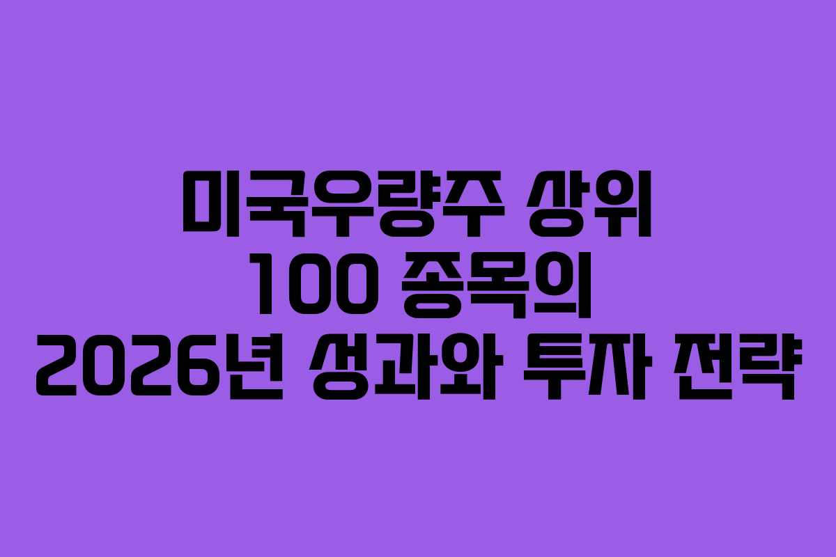 미국우량주 상위 100 종목의 2026년 성과와 투자 전략
