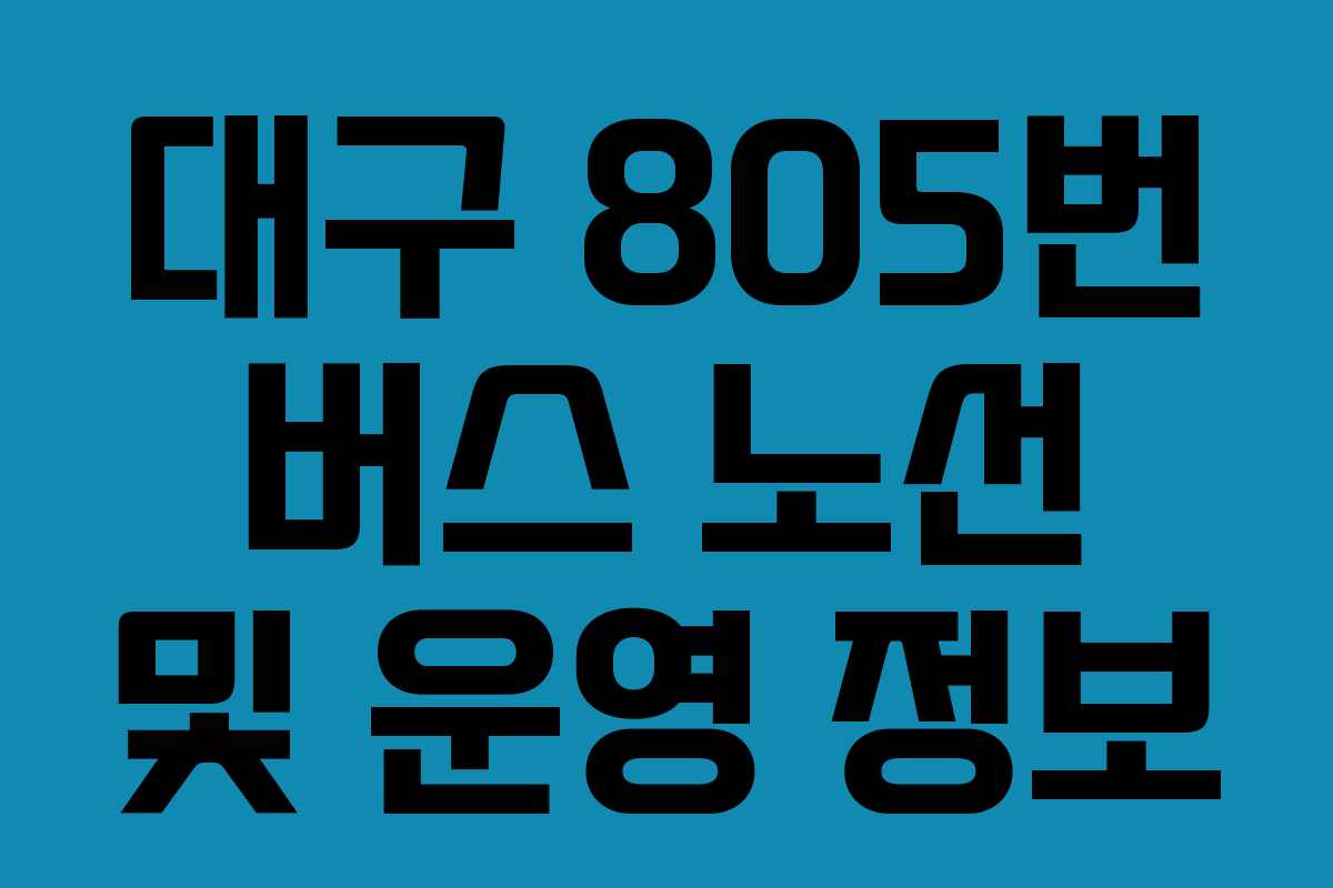 대구 805번 버스 노선 및 운영 정보