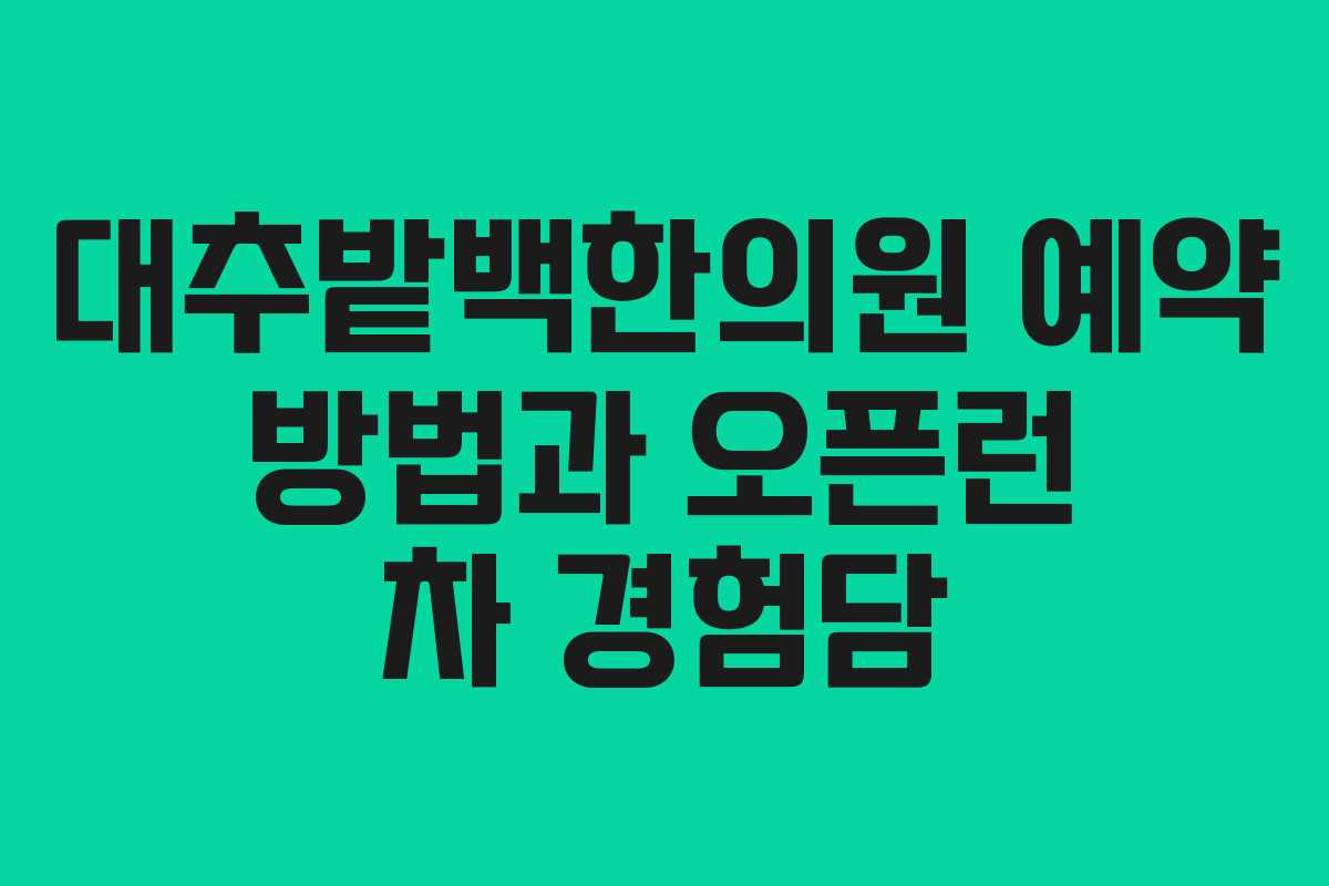 대추밭백한의원 예약 방법과 오픈런 차 경험담