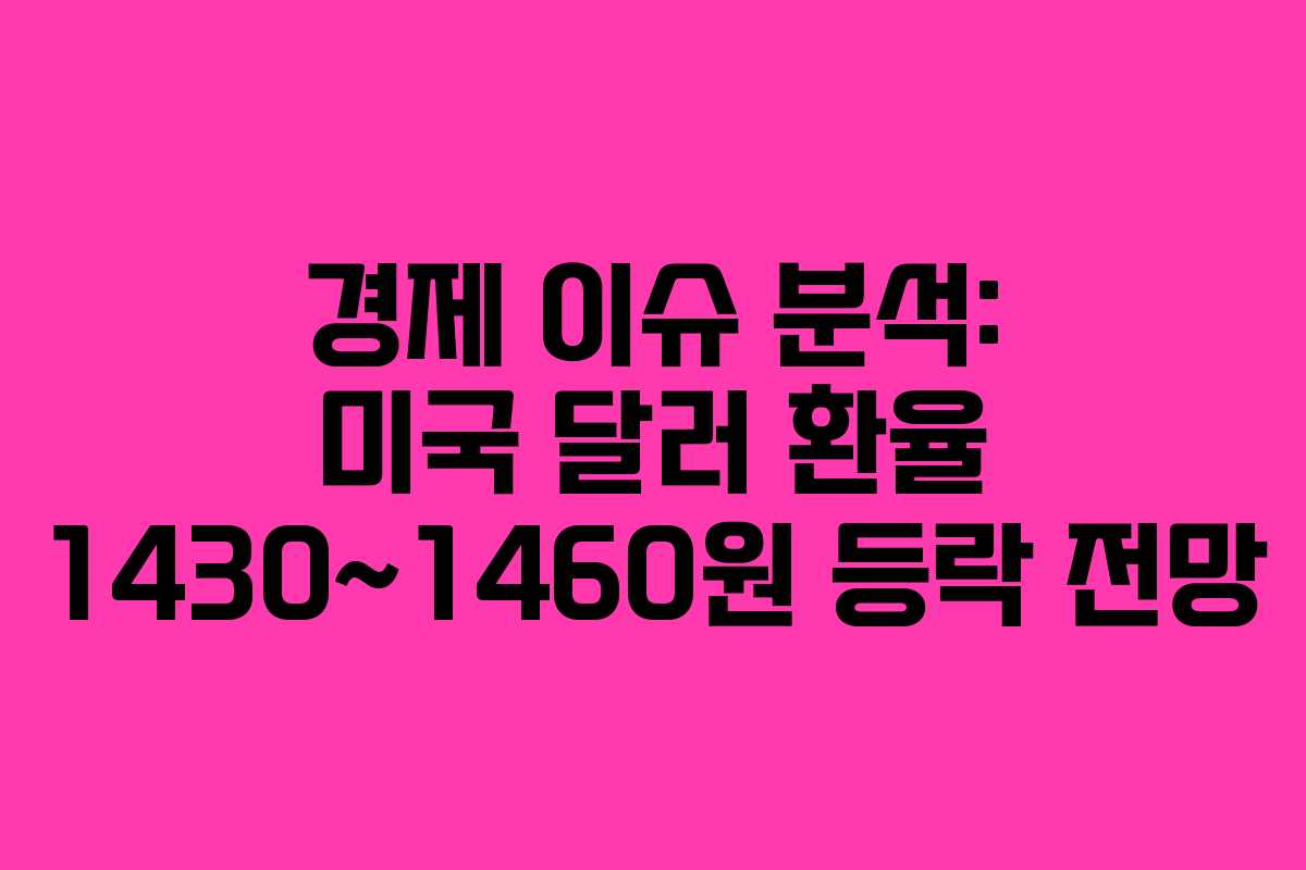 경제 이슈 분석: 미국 달러 환율 1430~1460원 등락 전망