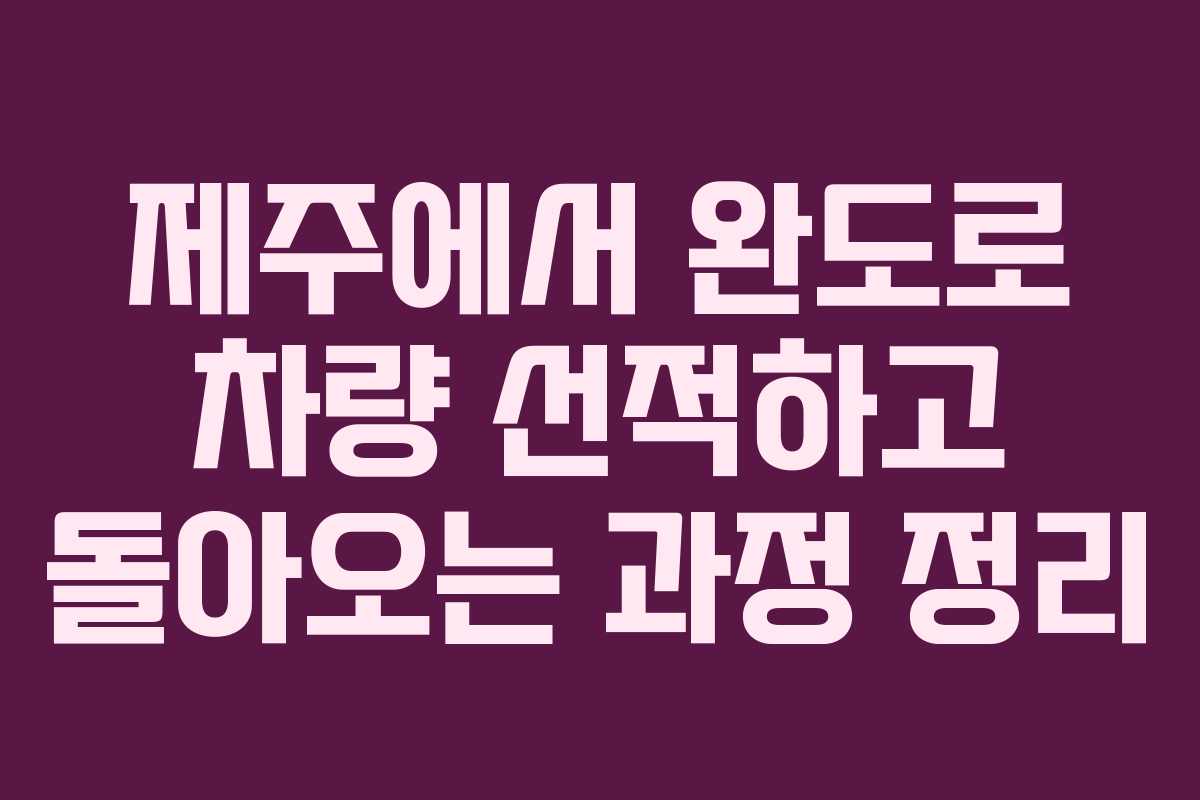 제주에서 완도로 차량 선적하고 돌아오는 과정 정리