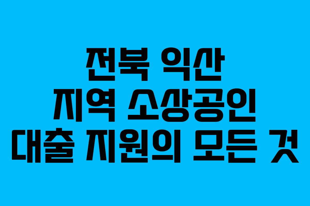 전북 익산 지역 소상공인 대출 지원의 모든 것