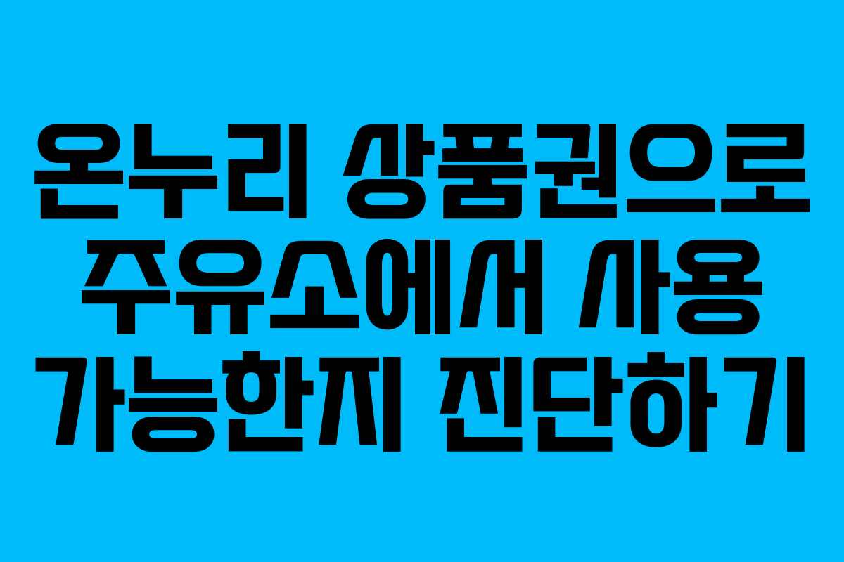 온누리 상품권으로 주유소에서 사용 가능한지 진단하기