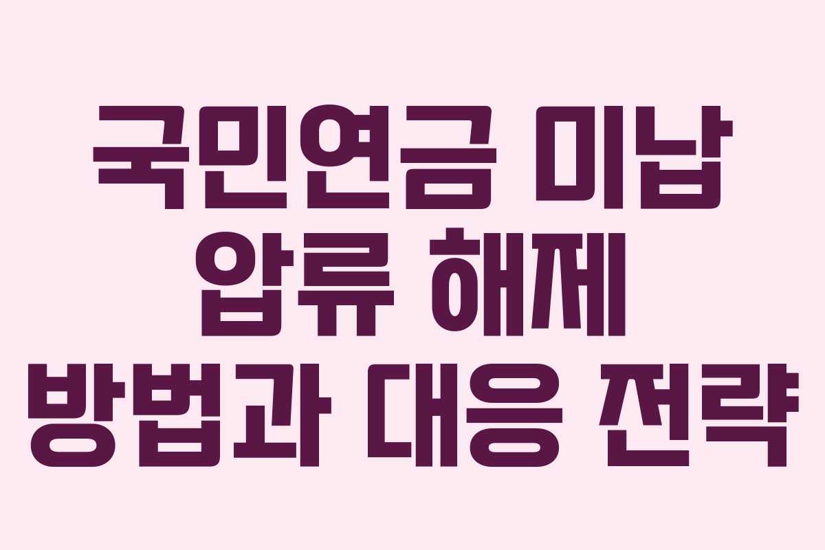 국민연금 미납 압류 해제 방법과 대응 전략