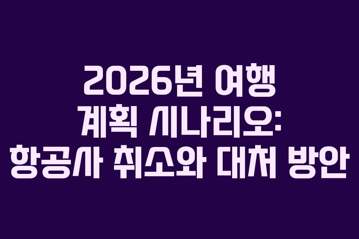2026년 여행 계획 시나리오: 항공사 취소와 대처 방안