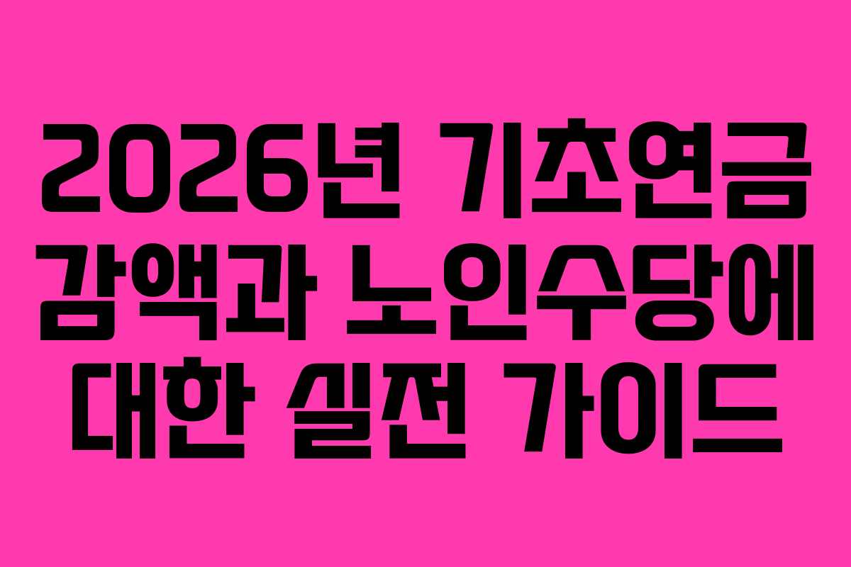 2026년 기초연금 감액과 노인수당에 대한 실전 가이드