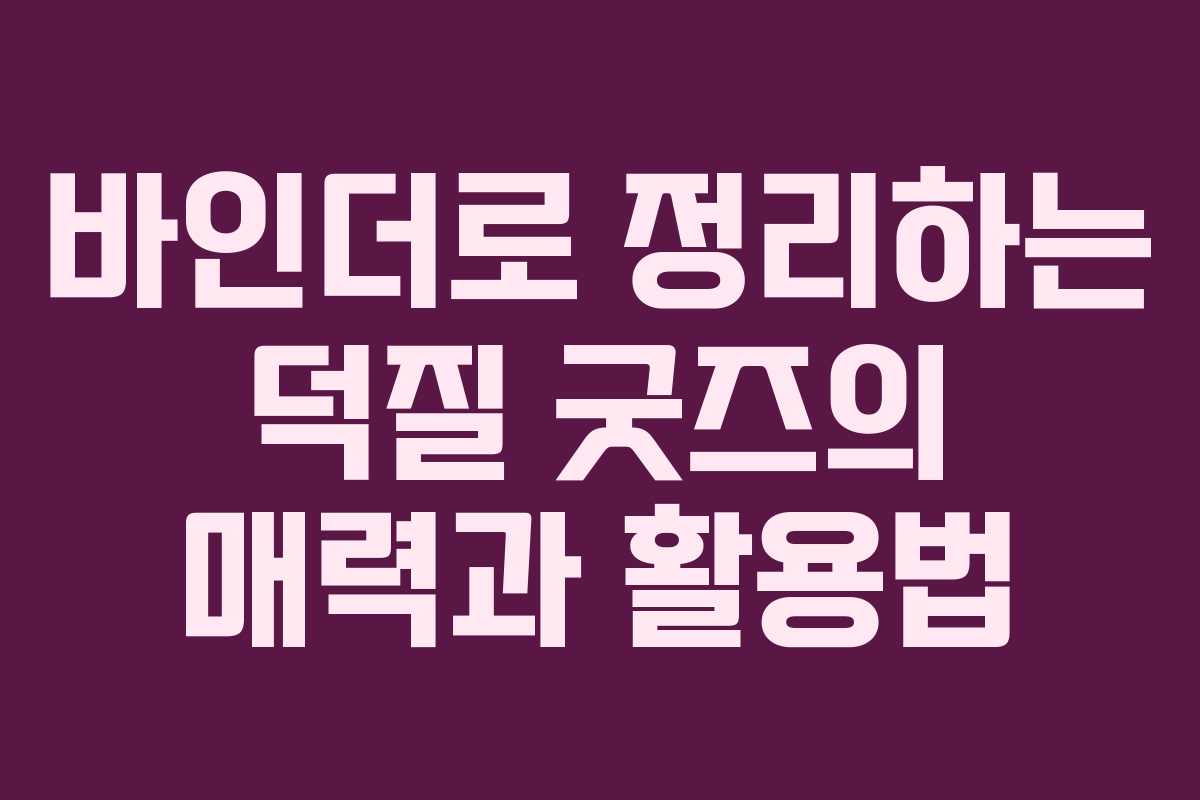 바인더로 정리하는 덕질 굿즈의 매력과 활용법