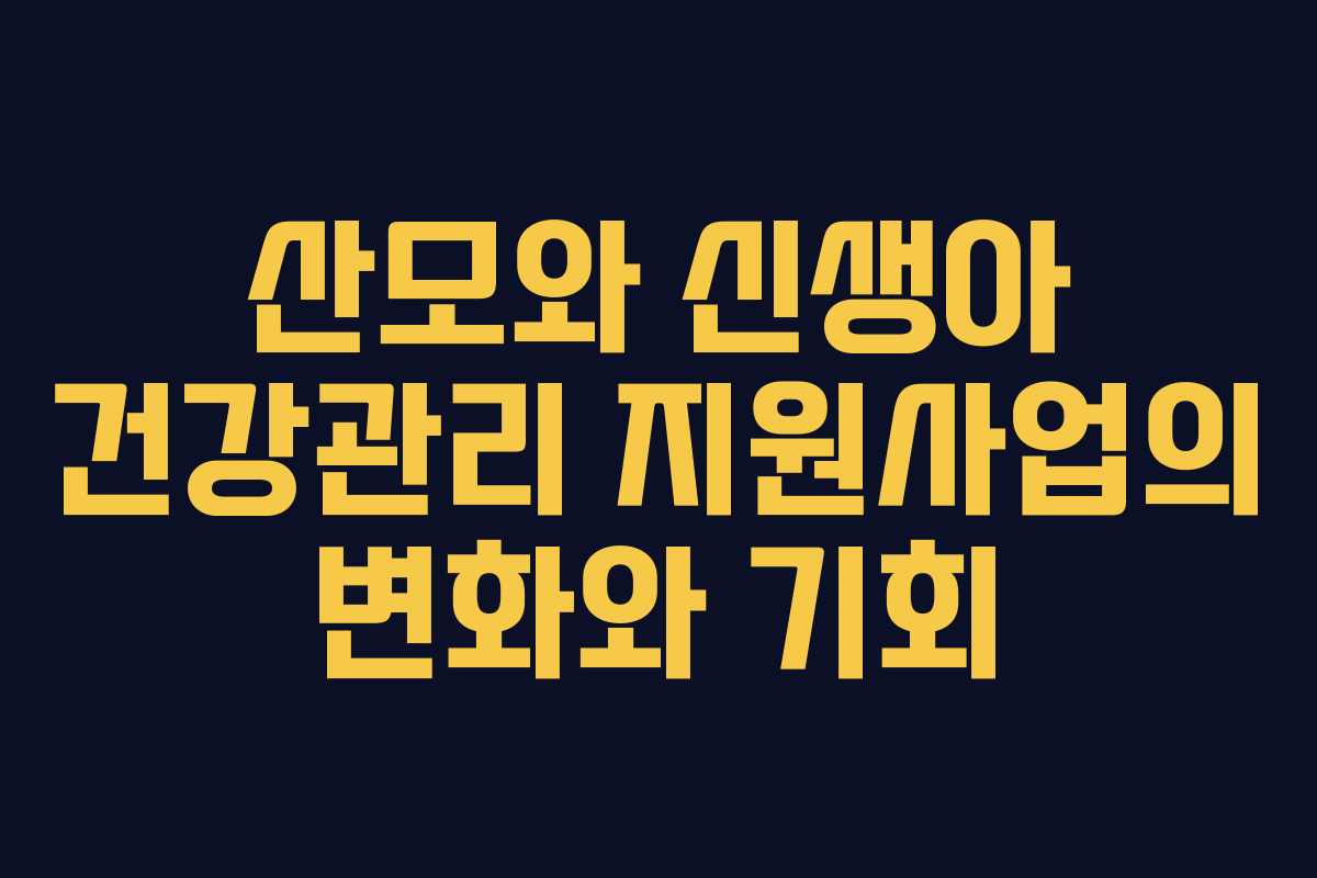 산모와 신생아 건강관리 지원사업의 변화와 기회