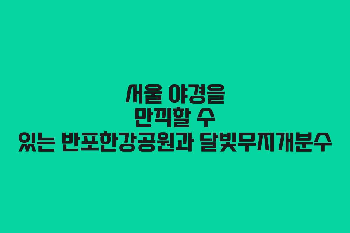 서울 야경을 만끽할 수 있는 반포한강공원과 달빛무지개분수
