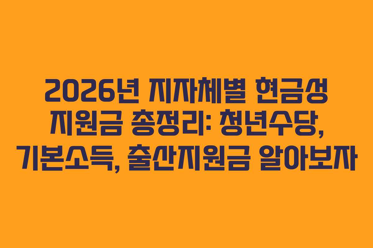 2026년 지자체별 현금성 지원금 총정리: 청년수당, 기본소득, 출산지원금 알아보자
