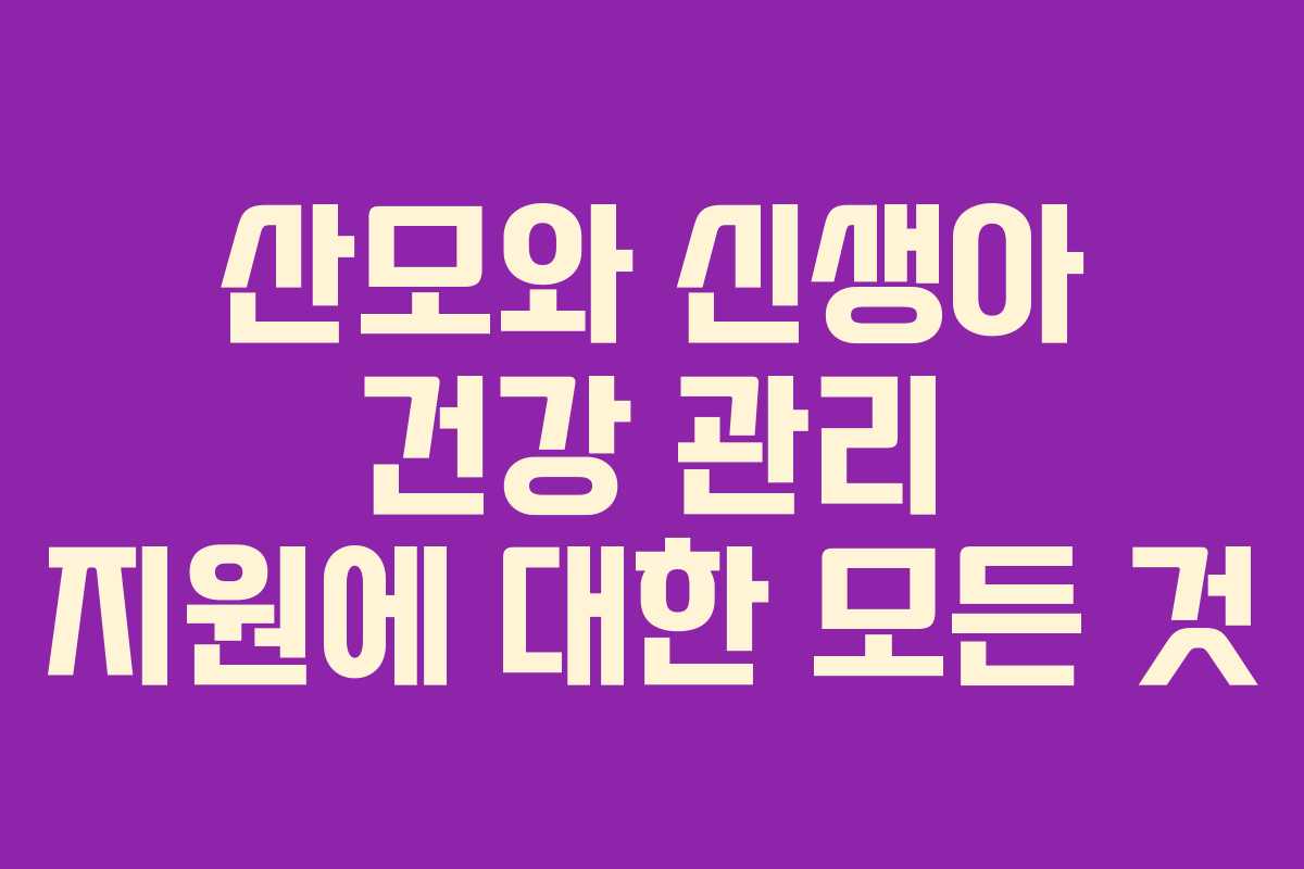 산모와 신생아 건강 관리 지원에 대한 모든 것