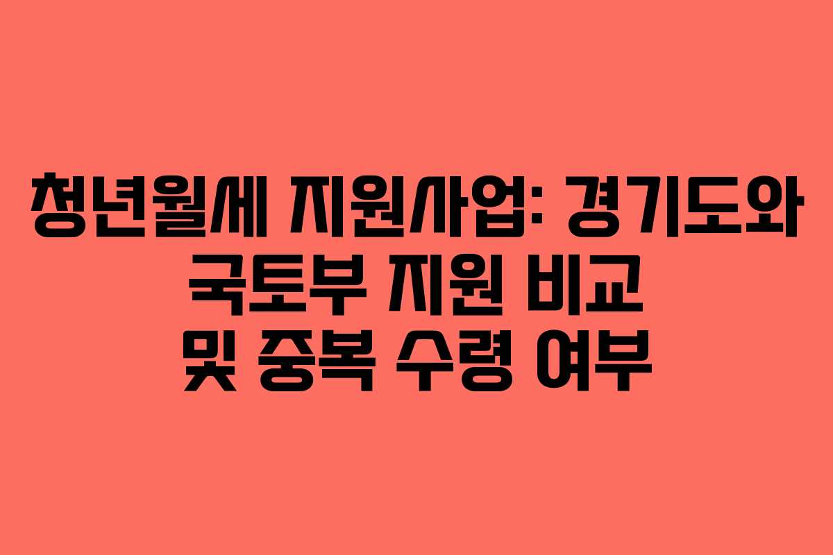 청년월세 지원사업: 경기도와 국토부 지원 비교 및 중복 수령 여부