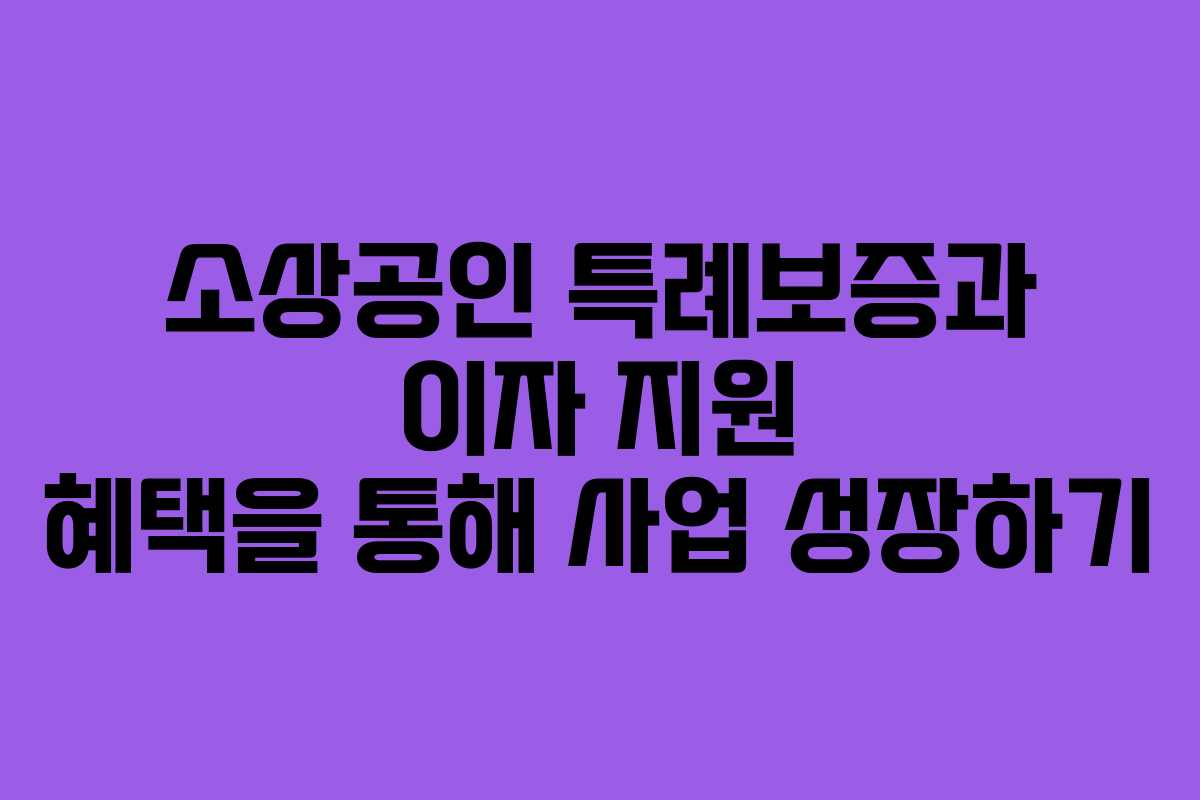 소상공인 특례보증과 이자 지원 혜택을 통해 사업 성장하기