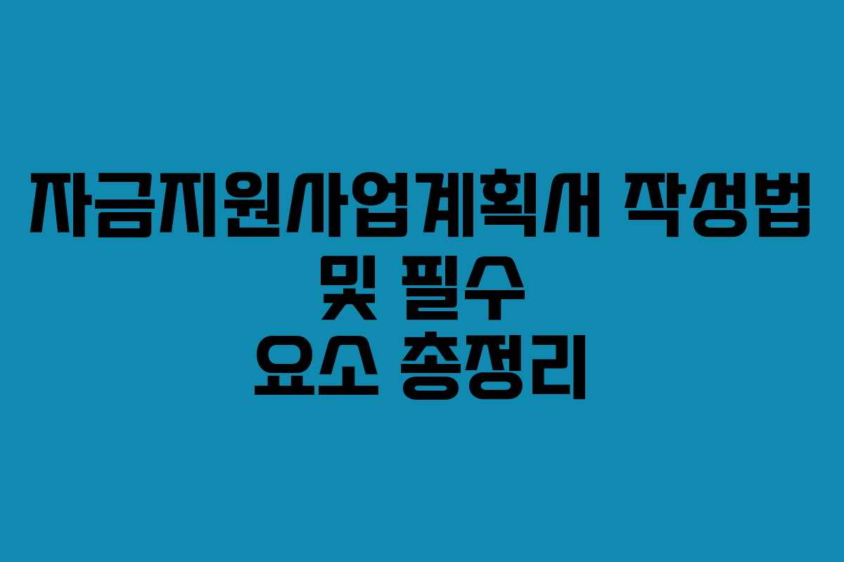 자금지원사업계획서 작성법 및 필수 요소 총정리