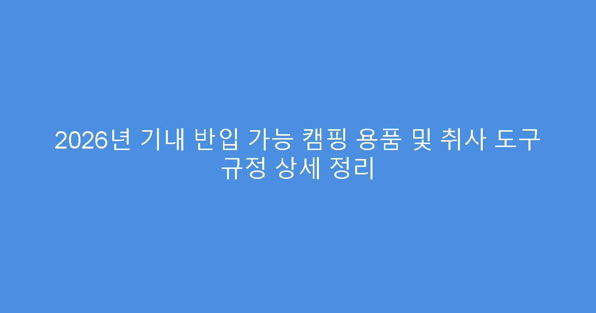 2026년 기내 반입 가능 캠핑 용품 및 취사 도구 규정 상세 정리