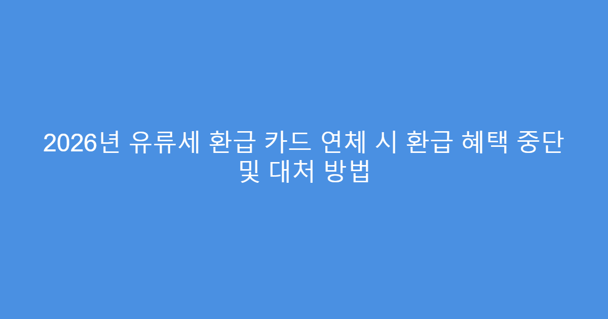 2026년 유류세 환급 카드 연체 시 환급 혜택 중단 및 대처 방법