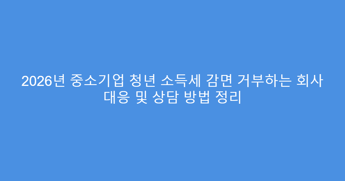 2026년 중소기업 청년 소득세 감면 거부하는 회사 대응 및 상담 방법 정리