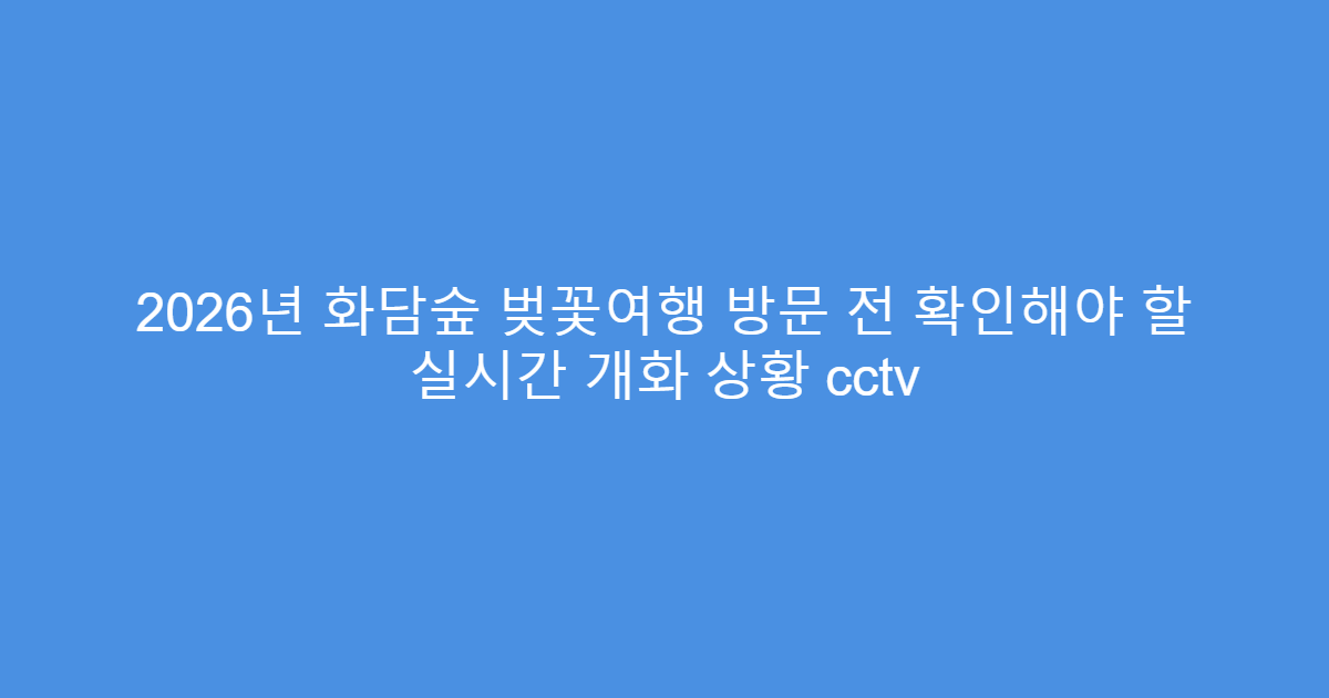 2026년 화담숲 벚꽃여행 방문 전 확인해야 할 실시간 개화 상황 cctv
