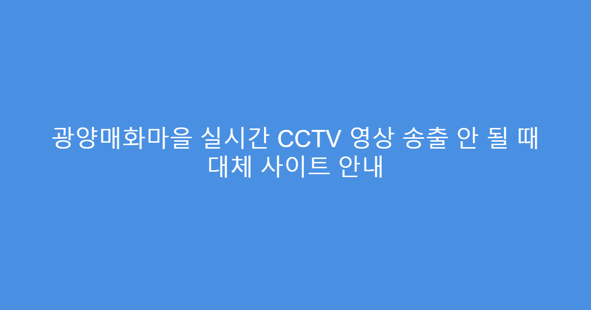 광양매화마을 실시간 CCTV 영상 송출 안 될 때 대체 사이트 안내