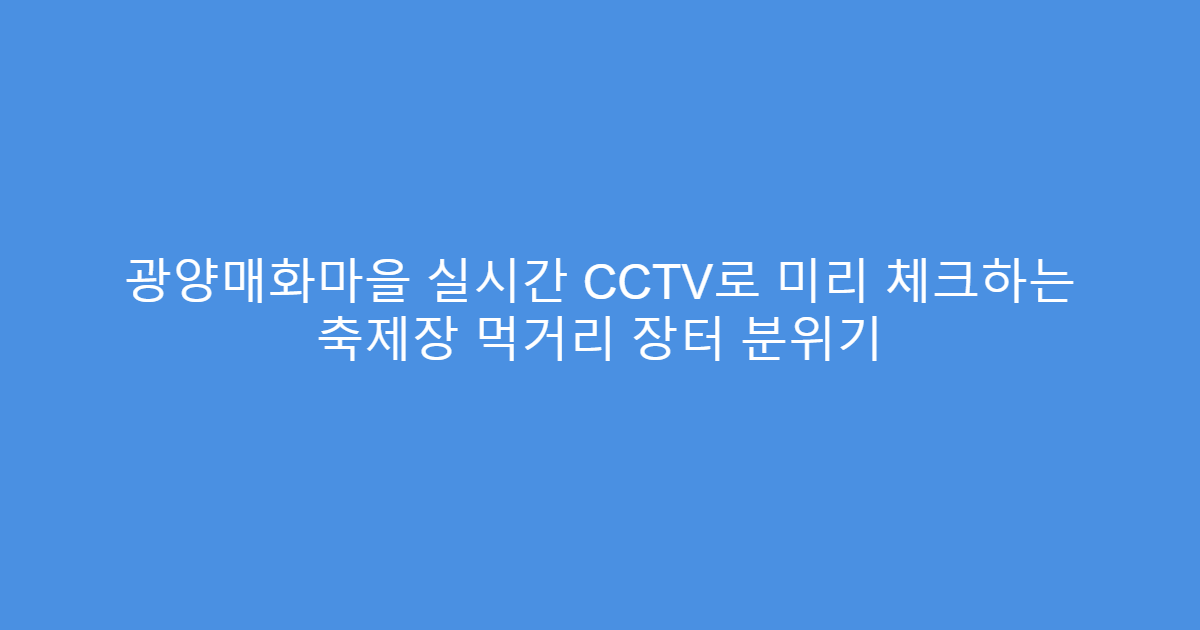 광양매화마을 실시간 CCTV로 미리 체크하는 축제장 먹거리 장터 분위기