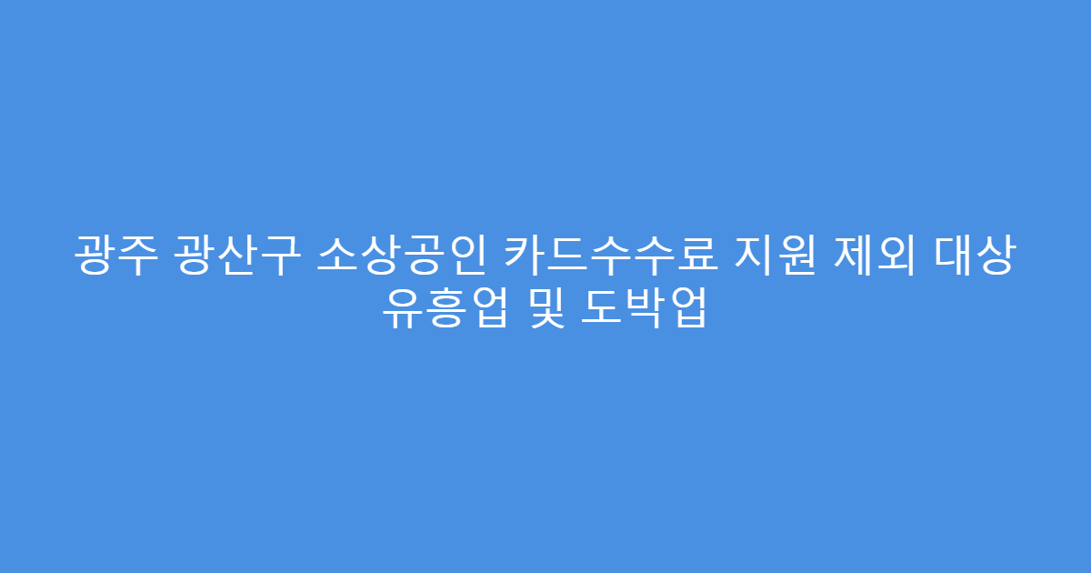 광주 광산구 소상공인 카드수수료 지원 제외 대상 유흥업 및 도박업