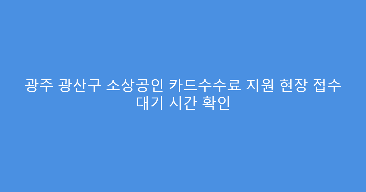 광주 광산구 소상공인 카드수수료 지원 현장 접수 대기 시간 확인