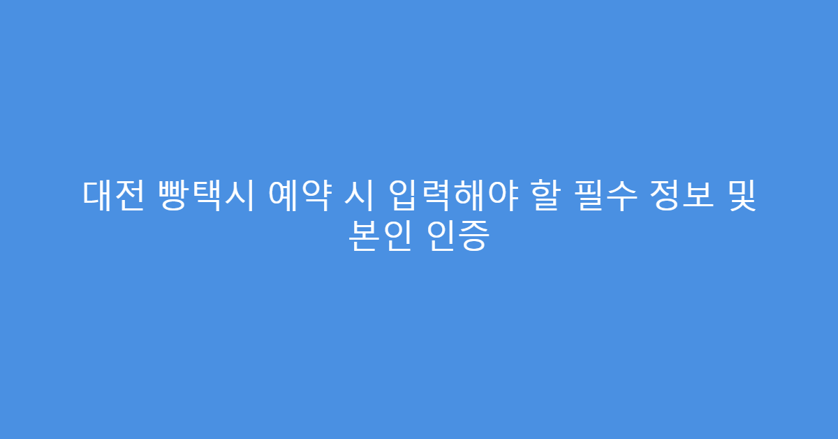대전 빵택시 예약 시 입력해야 할 필수 정보 및 본인 인증