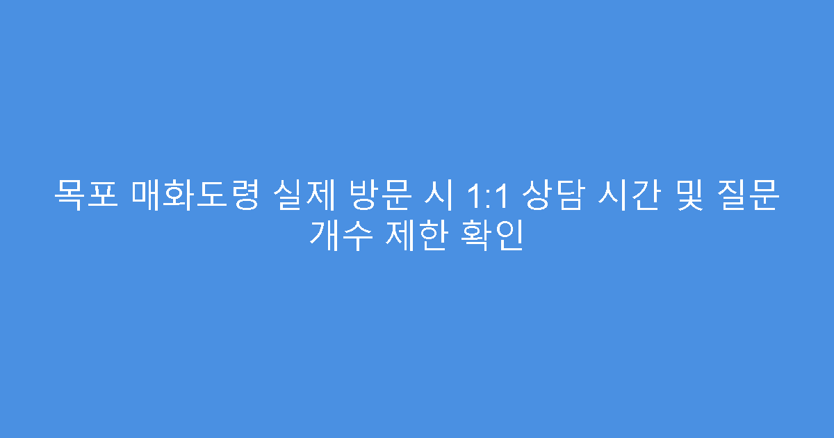 목포 매화도령 실제 방문 시 1:1 상담 시간 및 질문 개수 제한 확인