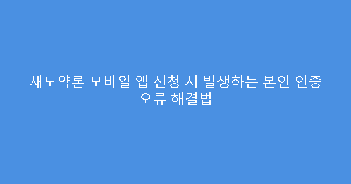 새도약론 모바일 앱 신청 시 발생하는 본인 인증 오류 해결법
