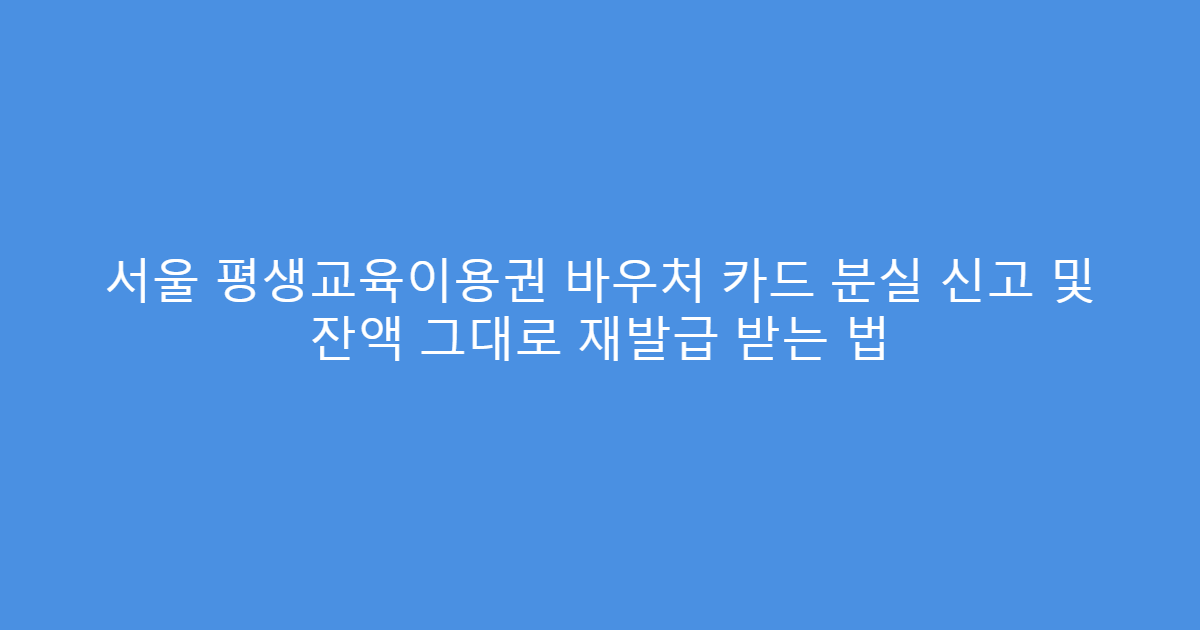 서울 평생교육이용권 바우처 카드 분실 신고 및 잔액 그대로 재발급 받는 법
