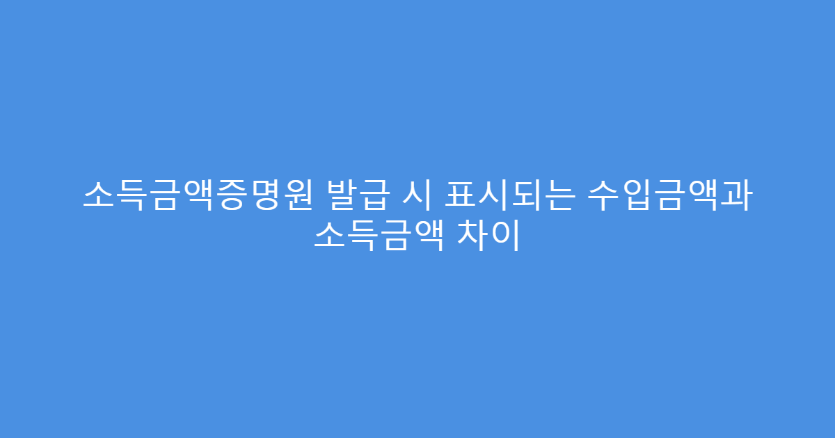 소득금액증명원 발급 시 표시되는 수입금액과 소득금액 차이