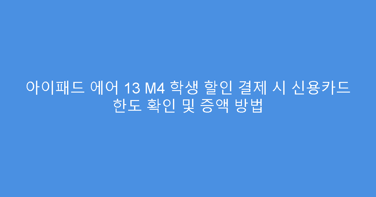 아이패드 에어 13 M4 학생 할인 결제 시 신용카드 한도 확인 및 증액 방법