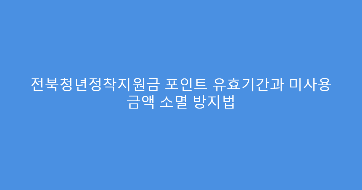 전북청년정착지원금 포인트 유효기간과 미사용 금액 소멸 방지법
