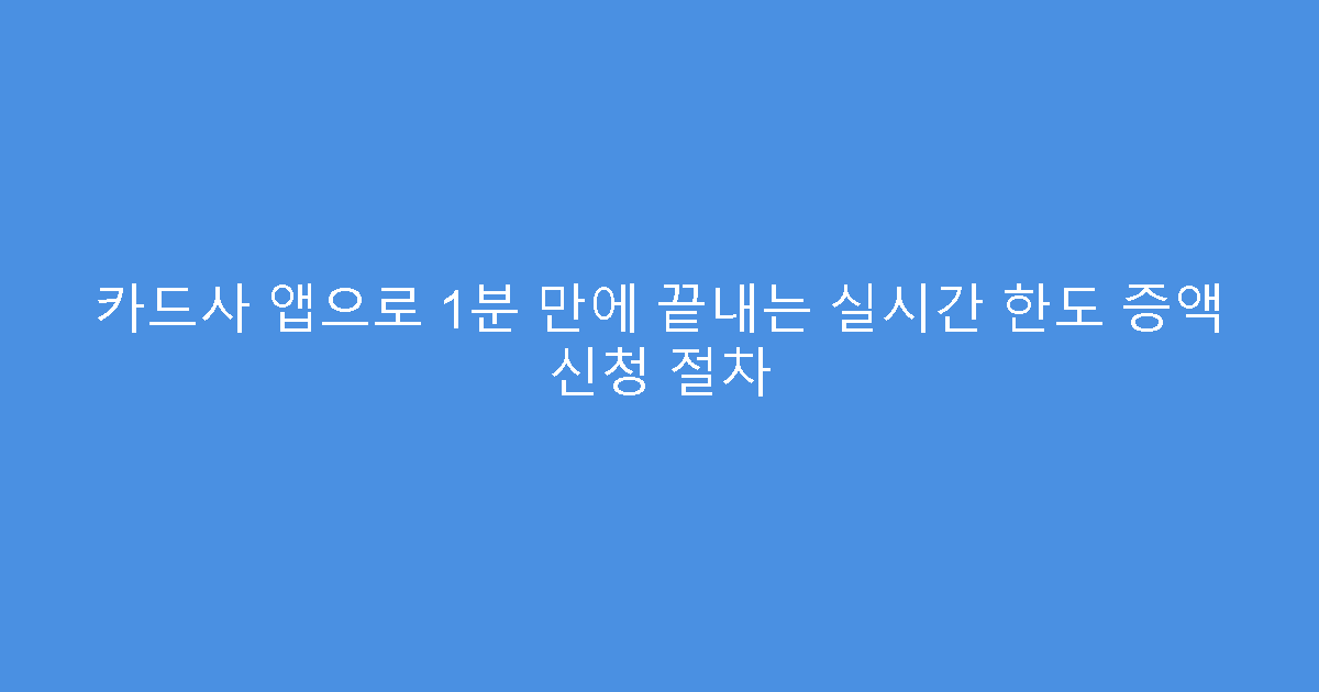 카드사 앱으로 1분 만에 끝내는 실시간 한도 증액 신청 절차