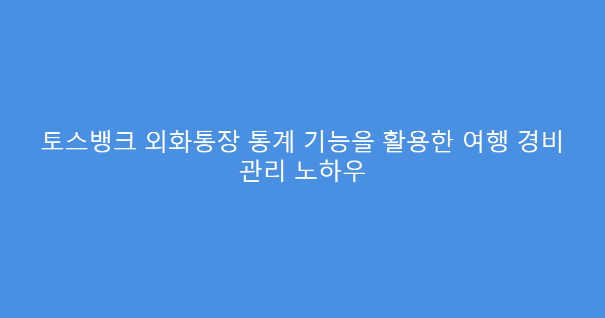 토스뱅크 외화통장 통계 기능을 활용한 여행 경비 관리 노하우