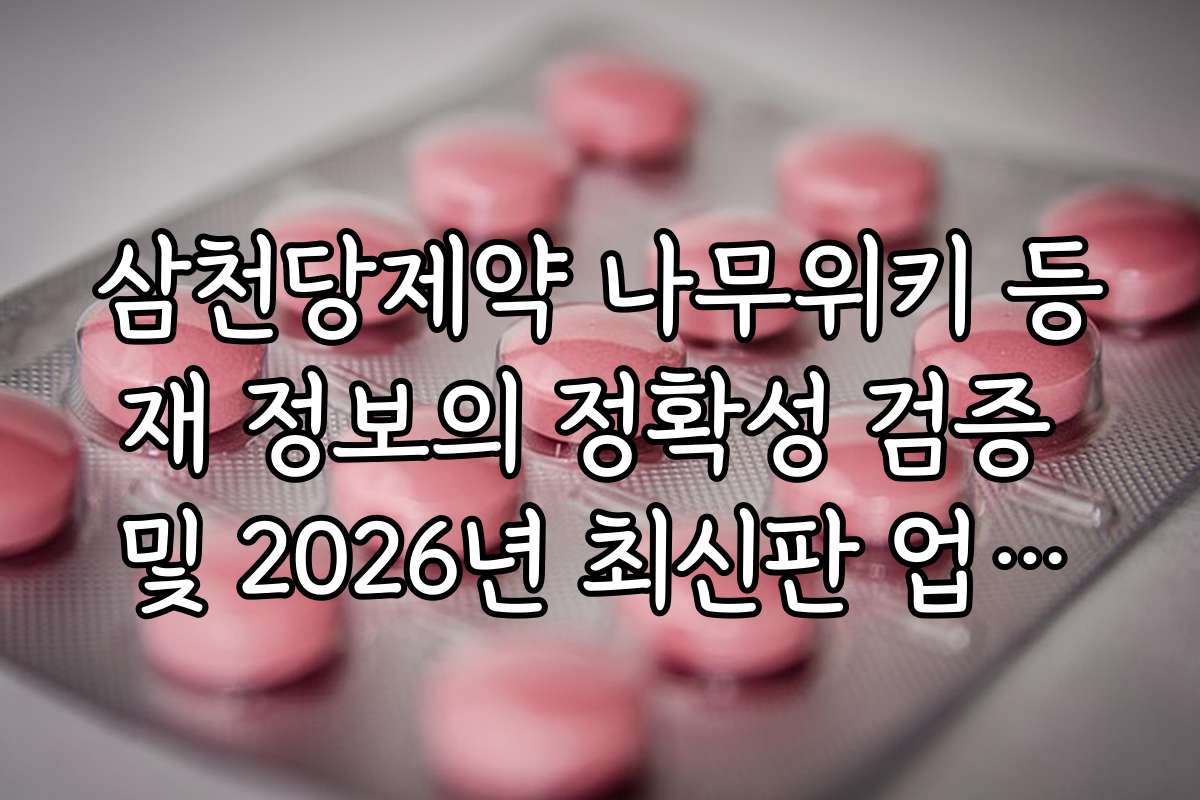 삼천당제약 나무위키 등재 정보의 정확성 검증 및 2026년 최신판 업데이트