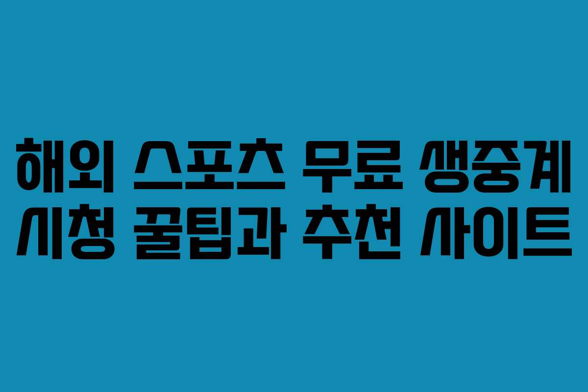 해외 스포츠 무료 생중계 시청 꿀팁과 추천 사이트